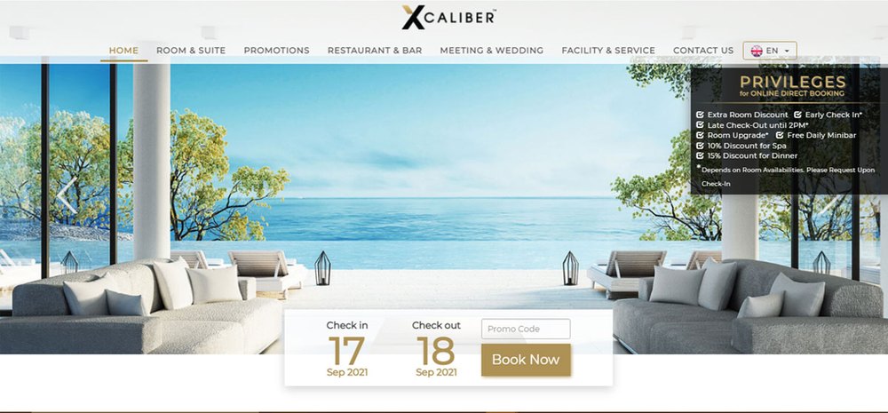 Sample hotel website design 01, shown on desktop